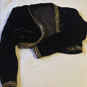 Designers Originals Black and Gold Cropped Embellished Blouse